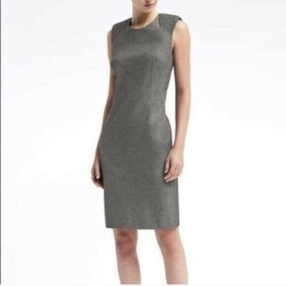 Banana republic padded cap sleeve heather gray sleeveless sheath dress - Picture 2 of 7